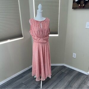 karin stevens Pink Polka Dot Sleeveless Midi Dress